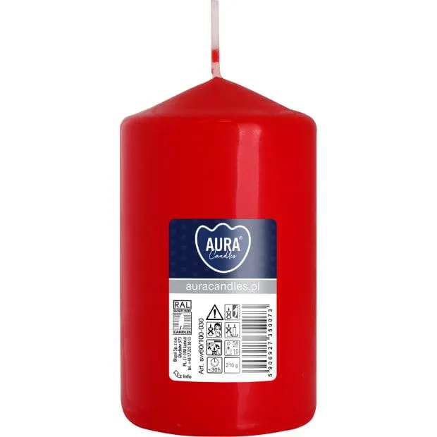 Свічка столова циліндр Bispol sw60/100 030 червоний