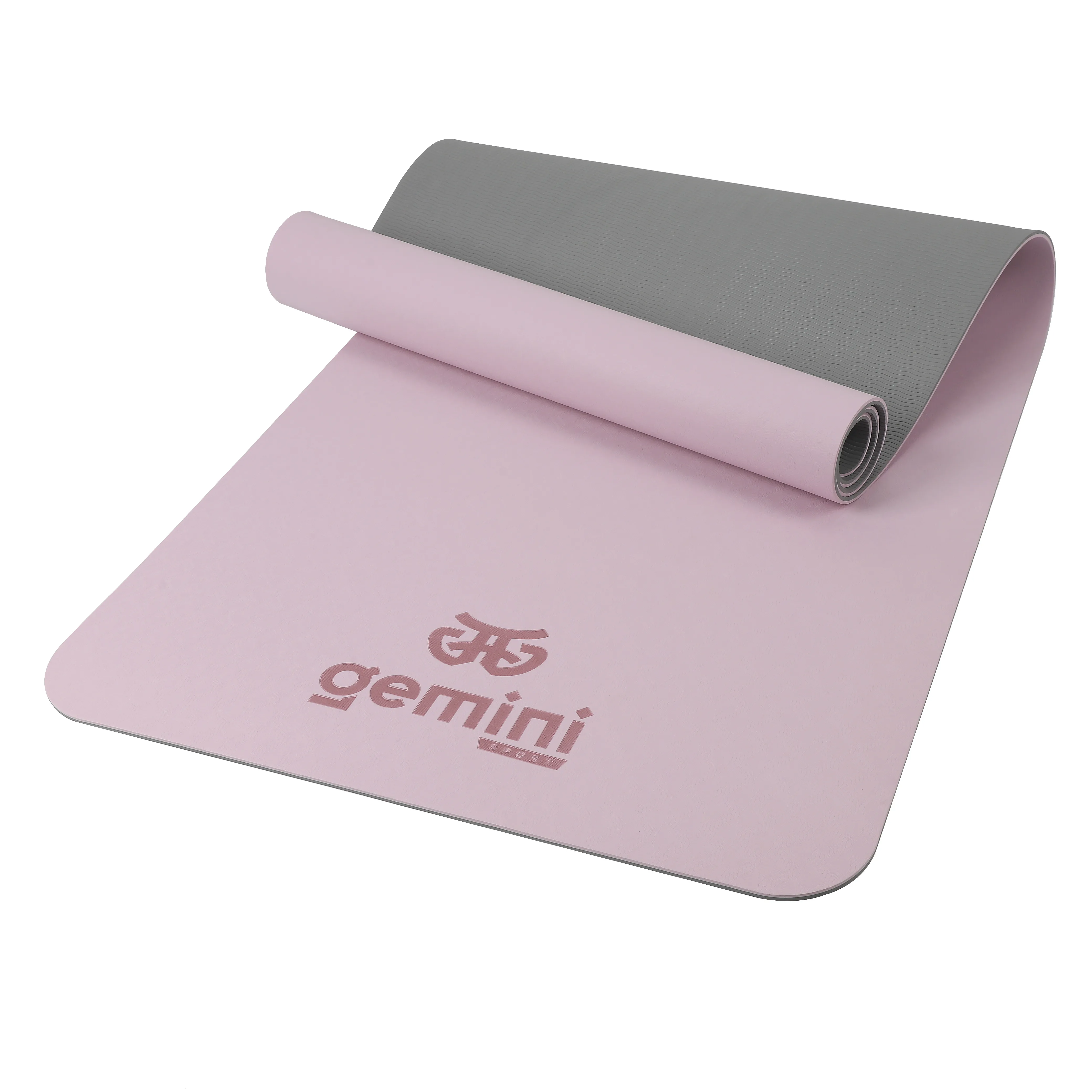 Килимок для фітнесу та йоги Sport TPE+TC 6 мм - світлий фіолетовий - сірий