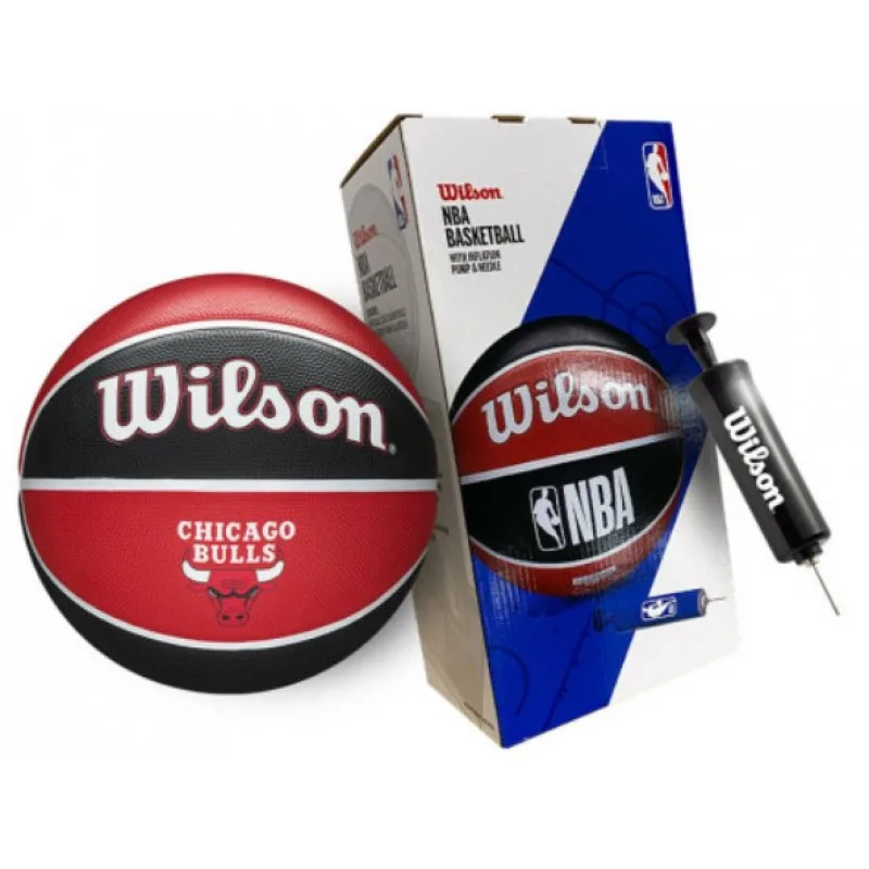 М'яч баскетбольний в подарунковій коробці + насос Wilson NBA TEAM TRIBUTE BSKT CHI BULLS S розмір 7 WZ4021501 XP Оригінал