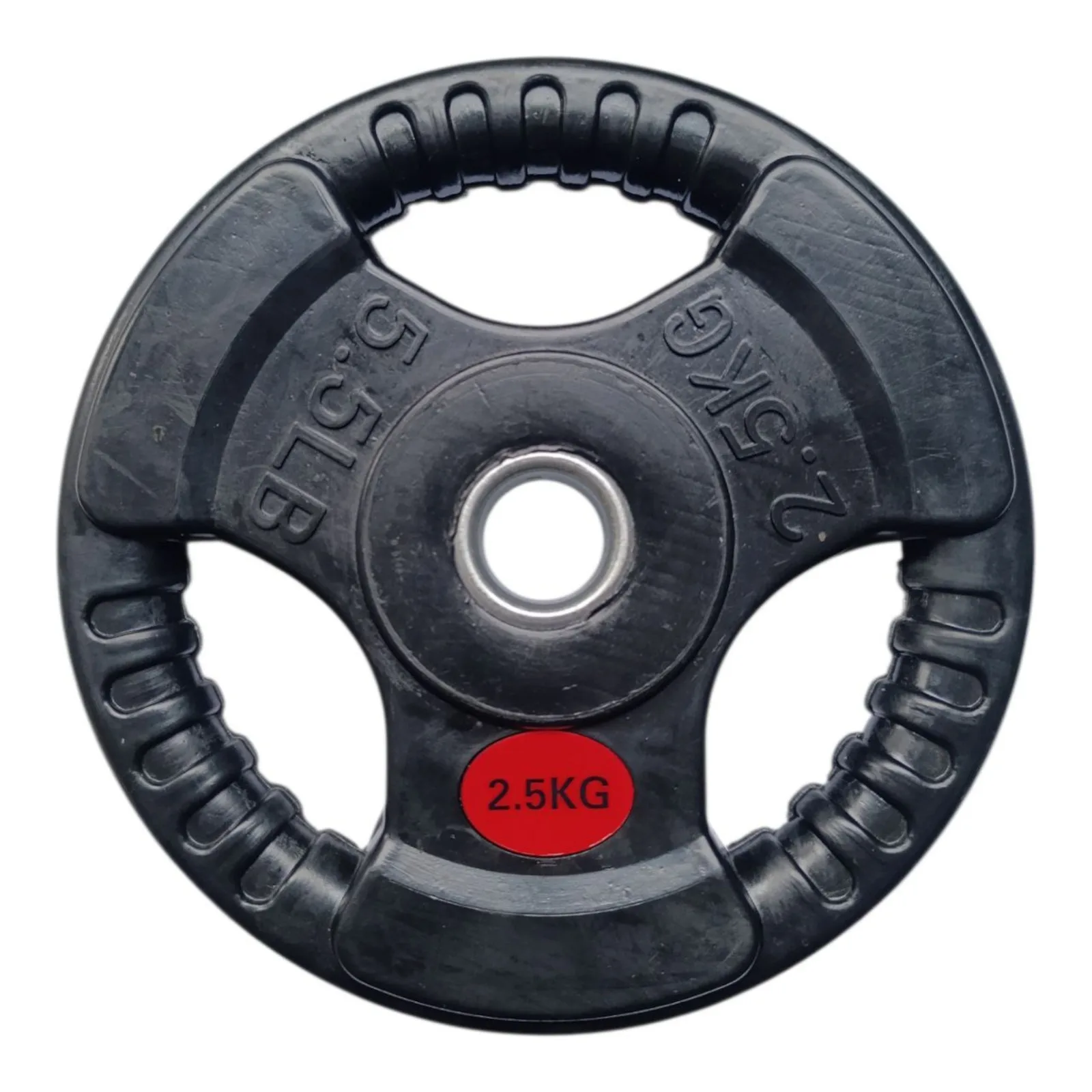 Обрезиненные диски (блины) с тремя хватами и металической втулкой - 2,5 кг
