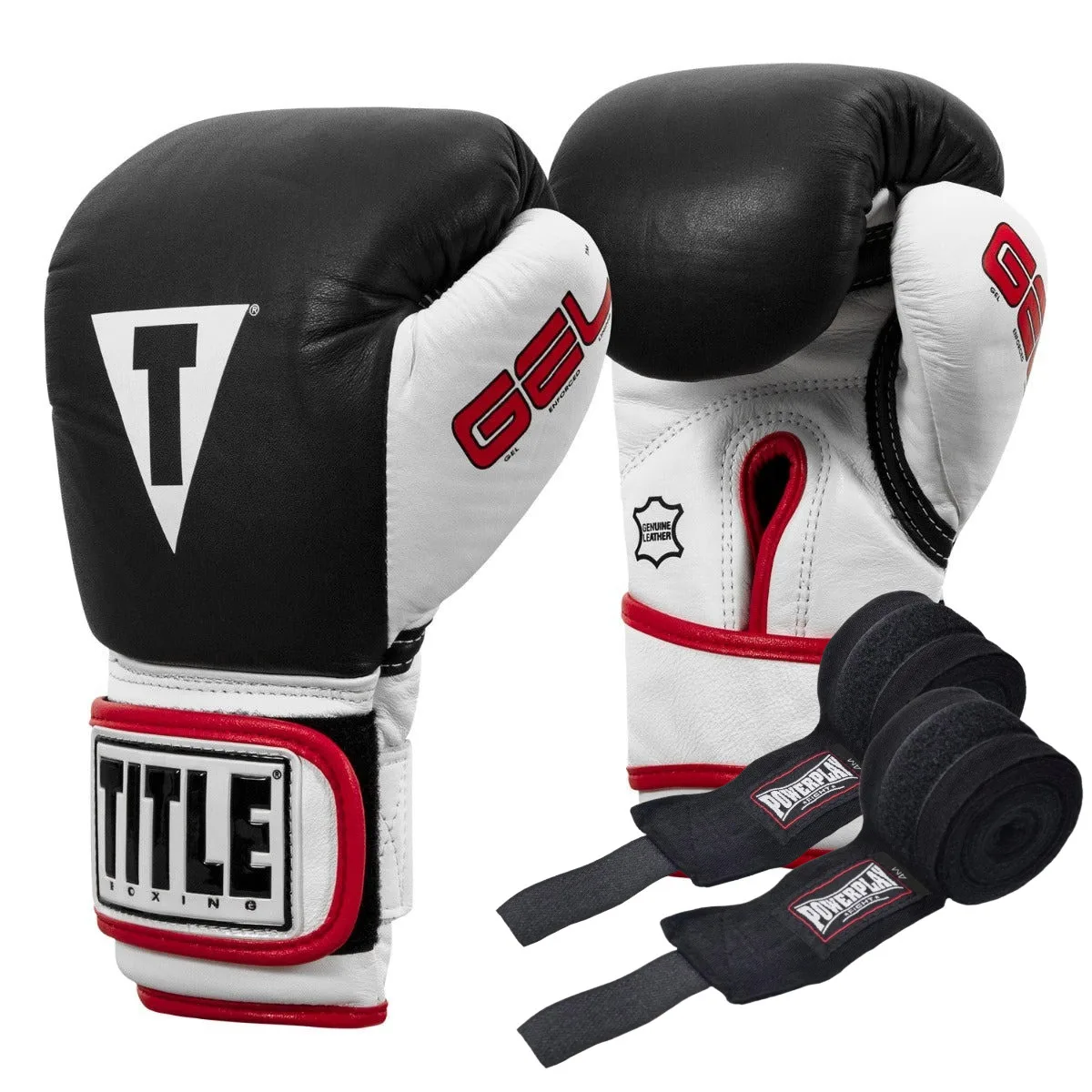 Боксерські рукавиці TITLE Boxing Gel World Black XL 16 унцій (бинти 4м. в комплекті)