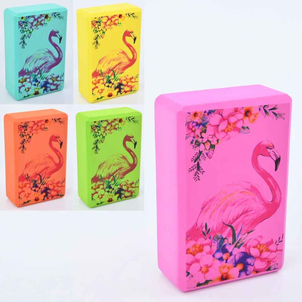 Блок для йоги з малюнком "Фламінго" 120 г 23х15х7,5 см - Жовтий