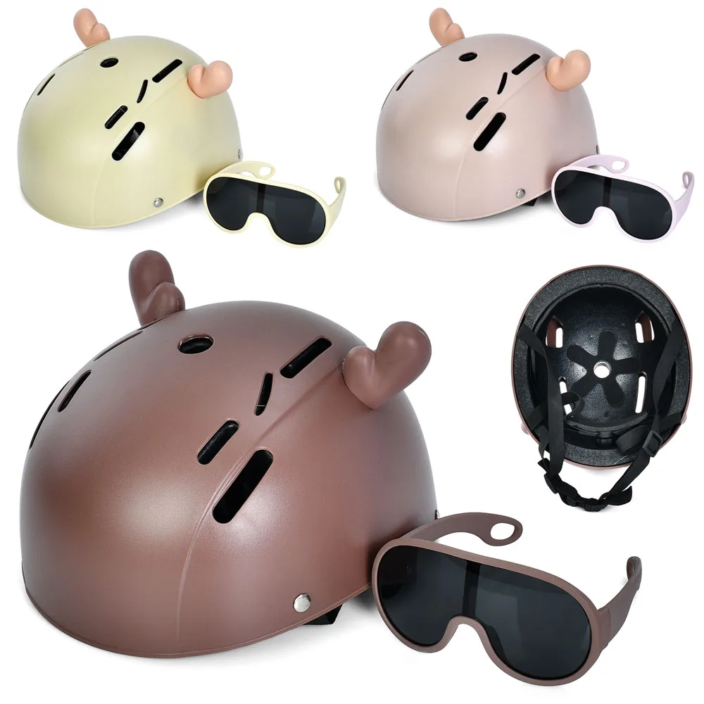 Шолом захисний регульований (Оленя) + окуляри Рожевий