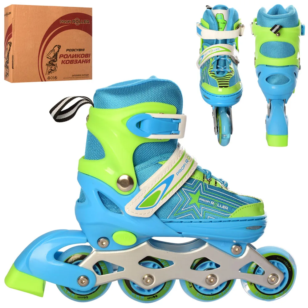 Ролики Profi Roller A 4138-S-BL розмір 31-34 синій-зелений