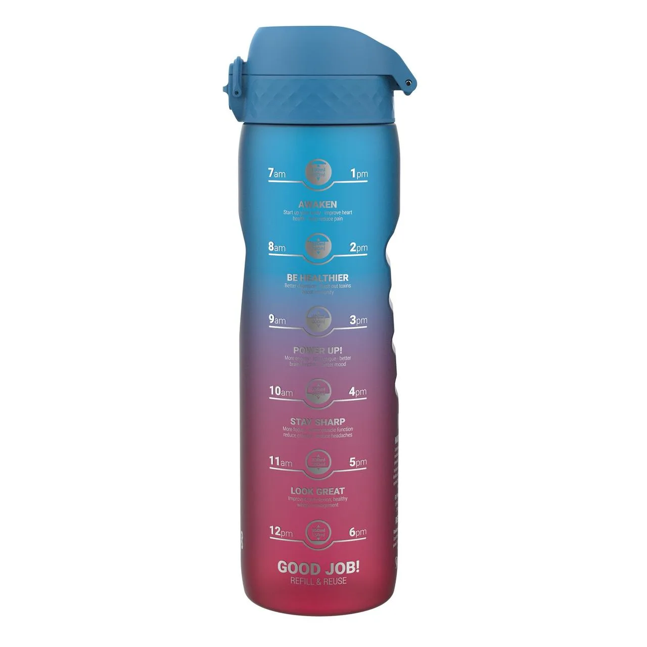 Пляшка для води ION8 1000 мл. BPA Free, Times To Drink, (ЕКО пляшка) BPA Free, Blue & Pink