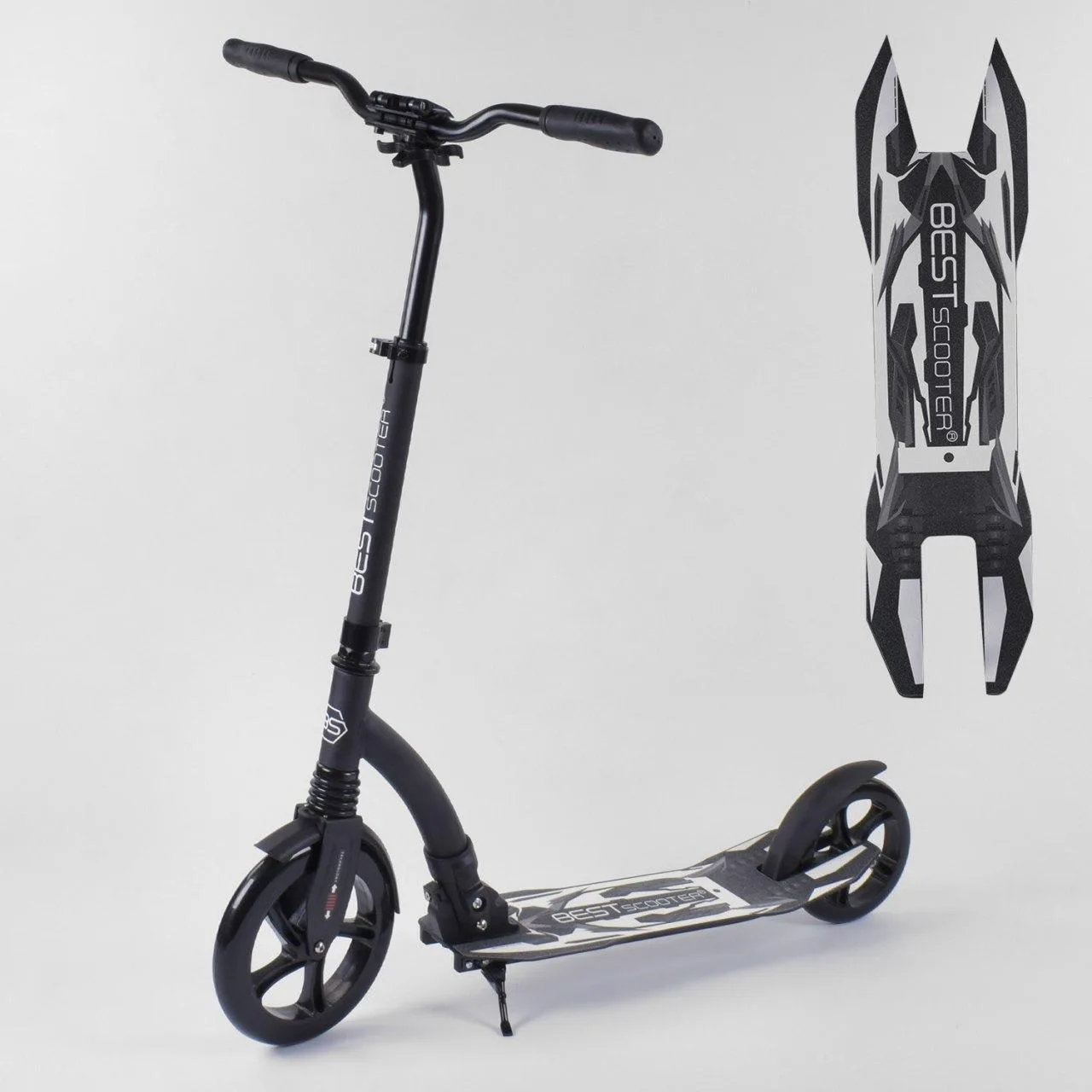 Самокат BEST SCOOTER 52695 чорний, амортизатор 1