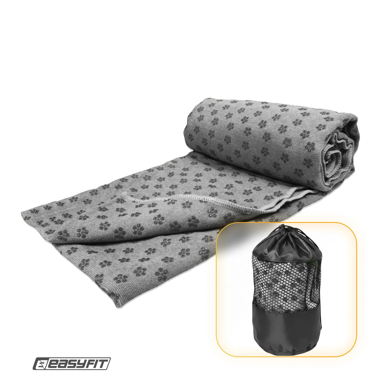 Рушник для йоги з мікрофібри EasyFit Yoga Mat Towel сірий
