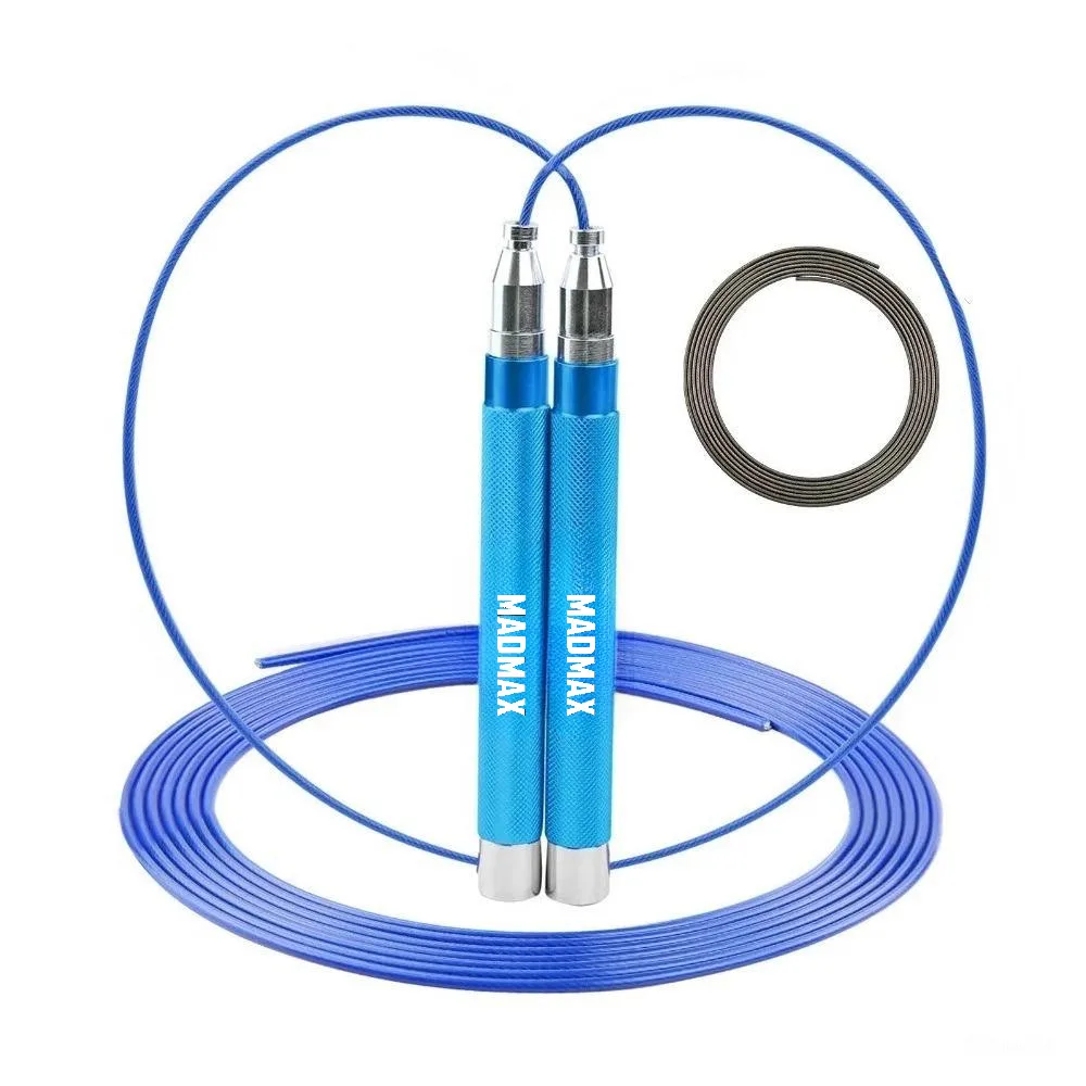 Скоростная скакалка на подшипниках алюминиевая MadMax MFA-286 Speed jump rope Blue