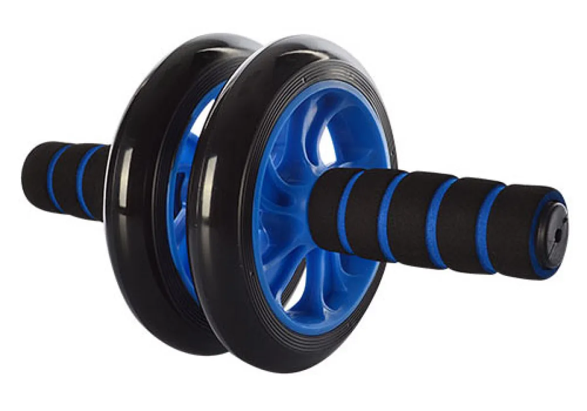 Ролик для пресу подвійний EasyFit з килимком синій