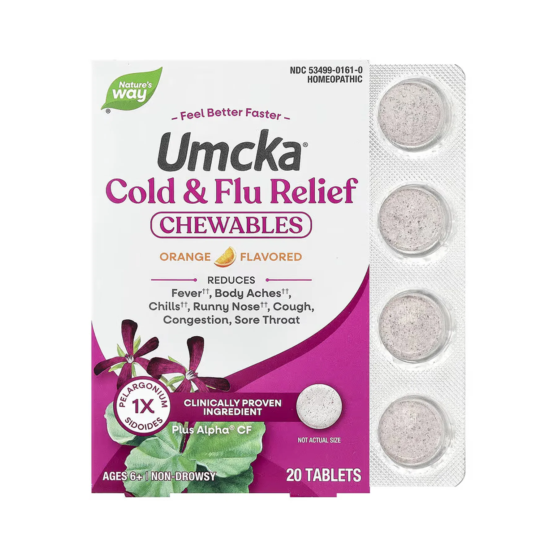 Cold + Flu Relief - 20 таблеток Апельсин