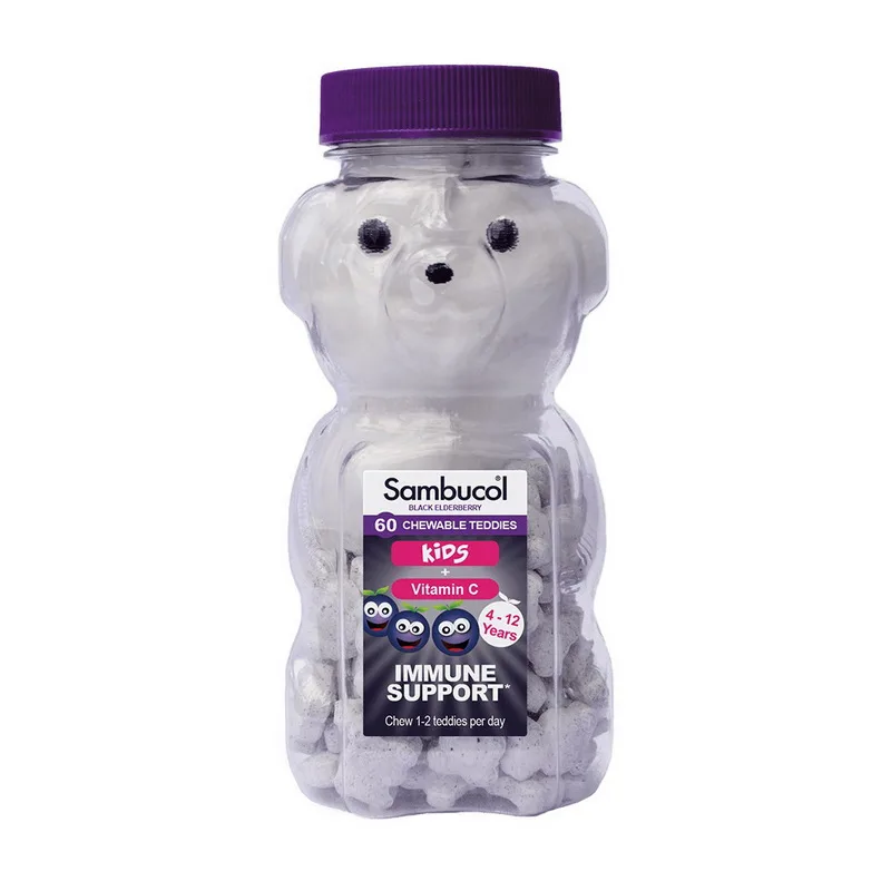 Black Elderberry жевательные Teddies For Kids + Vitamin C - 60 жевательных teddies