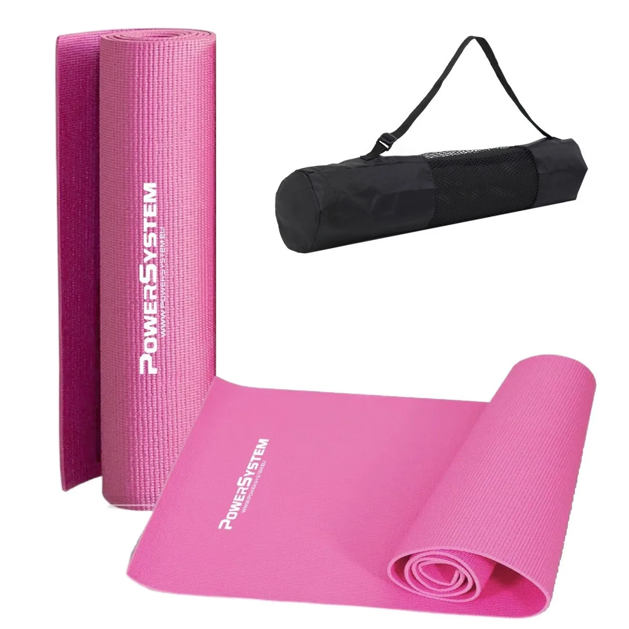 Килимок для йоги та фітнесу Power System PS-4014 PVC Fitness Yoga Mat рожевий 173x61x0,6