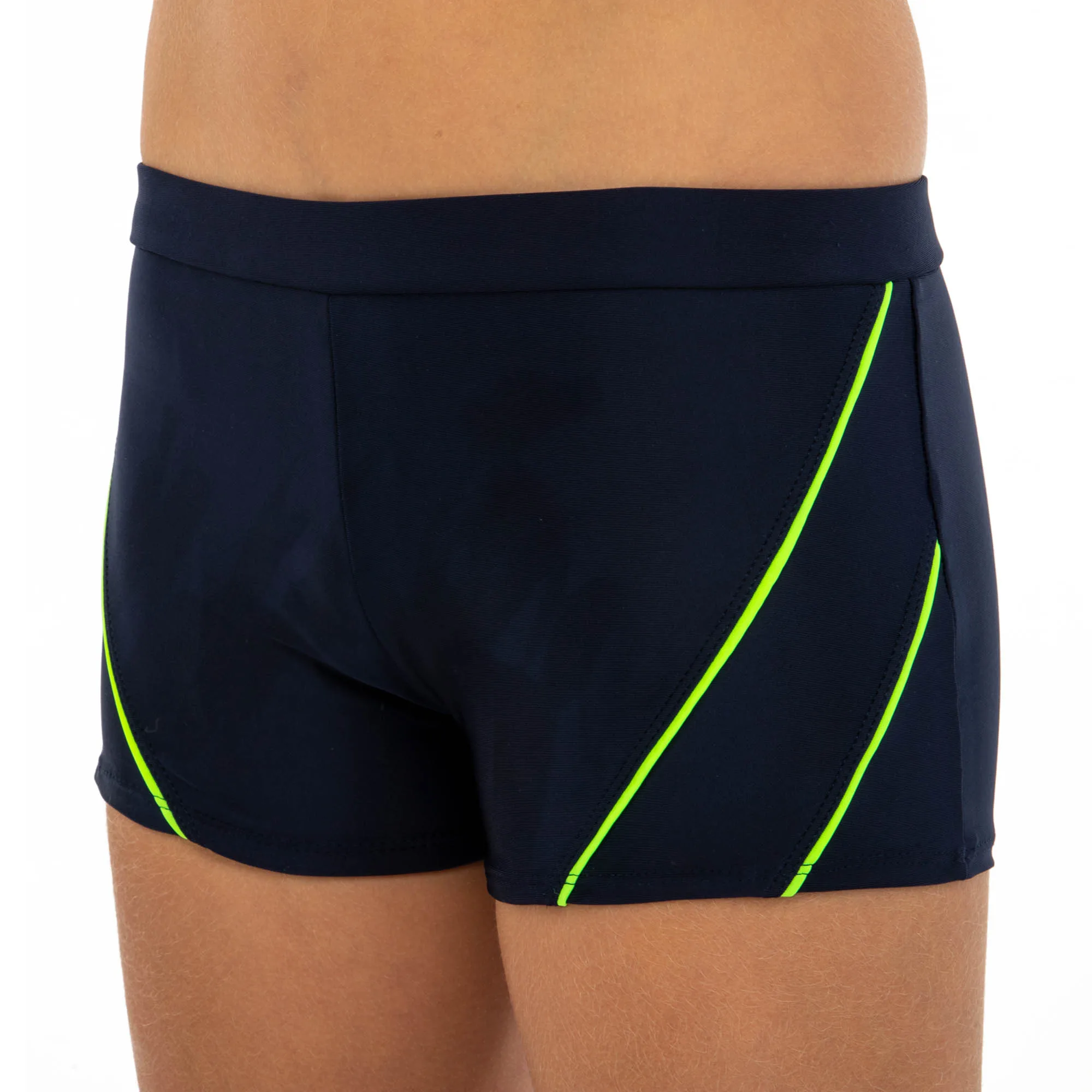 Плавки боксери для хлопчиків для плавання вік 6-10років темно-синій-салатовий 8