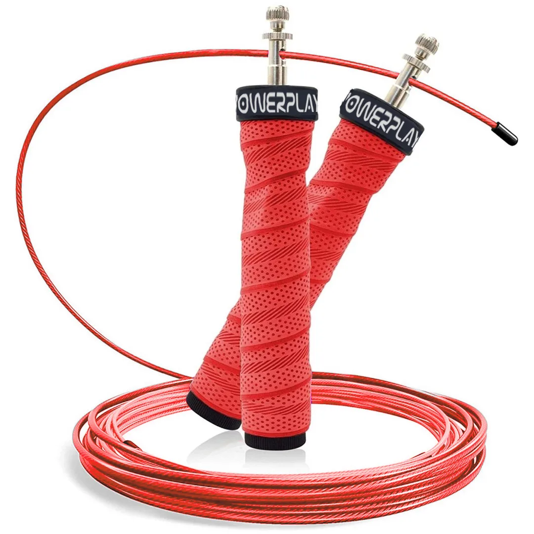 Скакалка швидкісна на підшипниках PowerPlay 4208 Fitness Jump Rope червона (3m.)