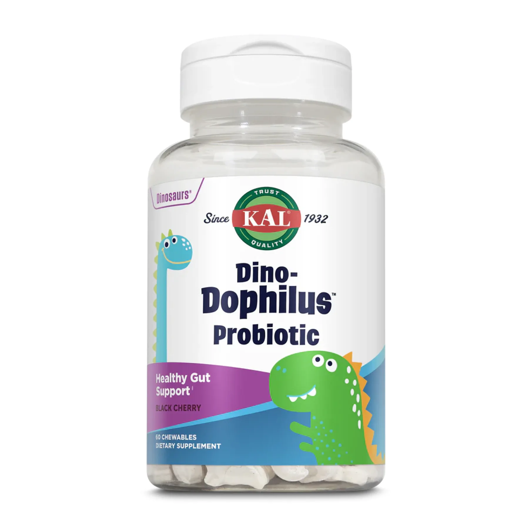 Dino-Dophilus™ Kids Probiotic - 60 жув. таблеток чорна вишня