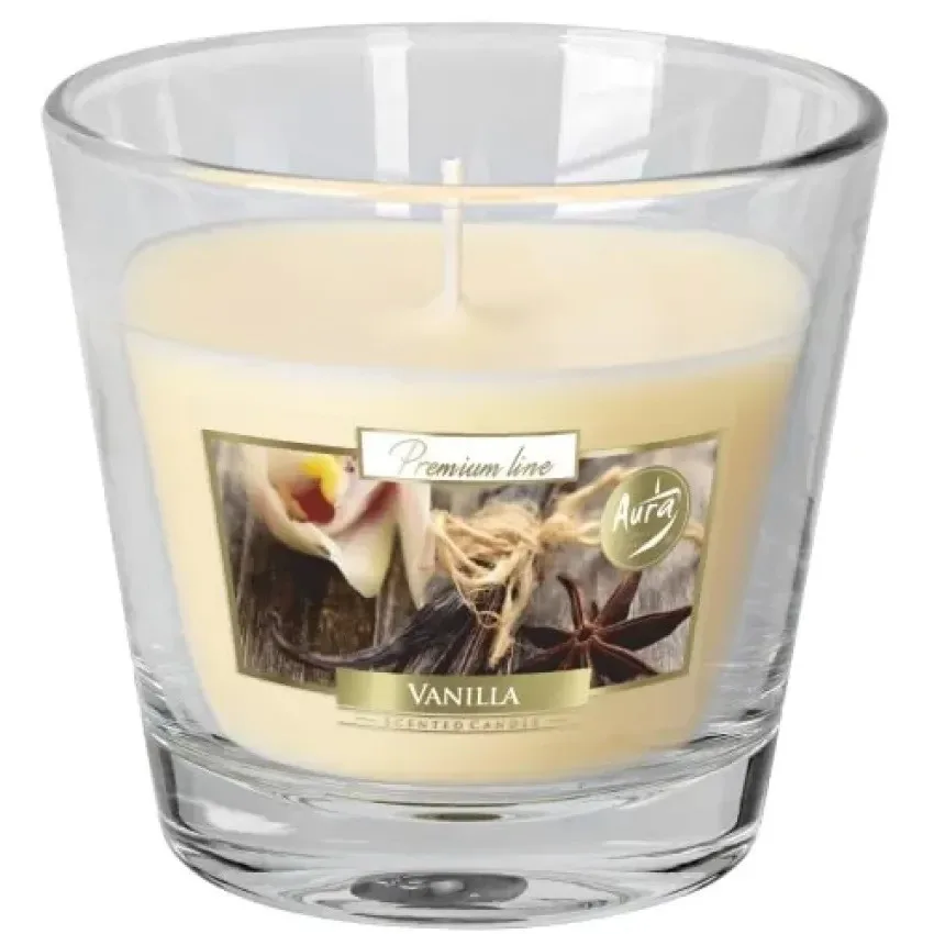 Свічка в скляному стакані Bispol ваніль SN 90-67