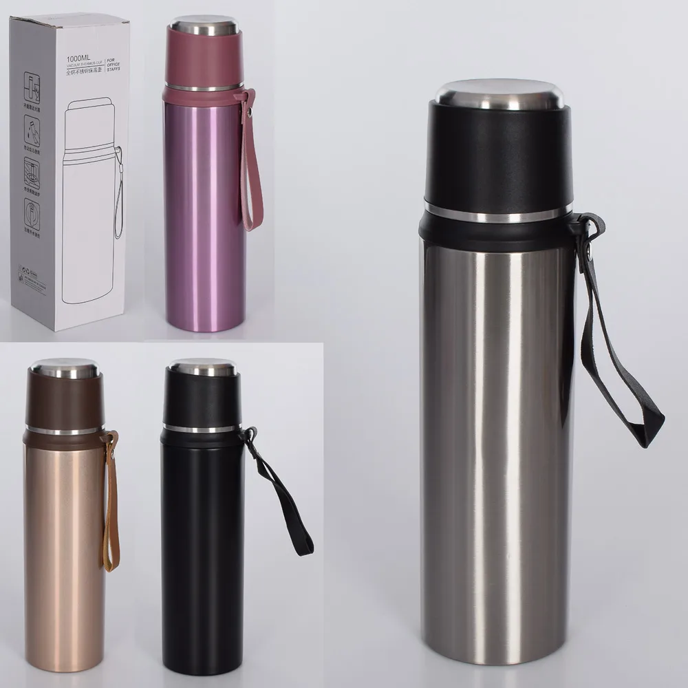 Пляшка для води термо - 1000 мл Чорний