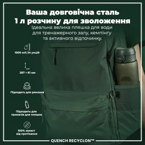 Пляшка для води ION8 1000 мл. (ЕКО пляшка) BPA Free, Dark Green