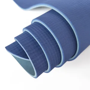 Килимок для фітнесу та йоги Sport TPE+TC 6 мм - блакитний-темно-синій