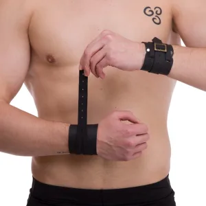 Напульсник атлетичний шкіряний чорний 1 шт - 21 x 7,5 см