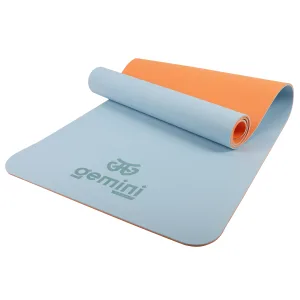 Коврик для фитнеса и йоги Sport TPE+TC 6 мм - голубой - оранжевый