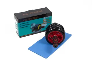 Ролик для пресу EasyFit з килимком червоний (3 колеса)