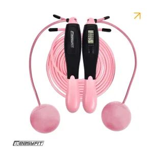 Скакалка для схуднення EasyFit TwinRope 2,8 м чорний-рожевий