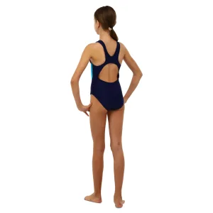 Купальник для плавания цельный детский 6-12 лет синьо-голубо-розовый 8