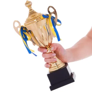 Кубок спортивний з ручками та кришкою 34 см золотий 4060-D