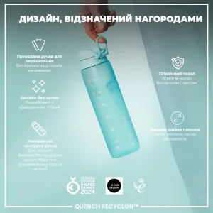 Пляшка для води ION8 1000 мл. BPA Free, Times To Drink, (ЕКО пляшка) BPA Free, Sonic Blue