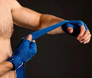 Бинти для боксу PowerPlay 3047 сині Lycra спандекс 3 м