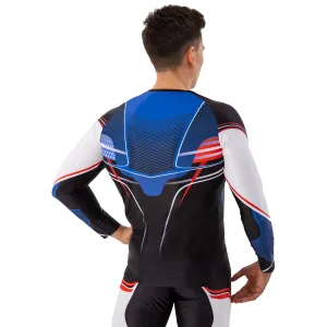 Компрессионный костюм мужской рашгард лонгслив и штаны Domino чёрный-белый-красный-синий TC210-KC210-6 - XXL