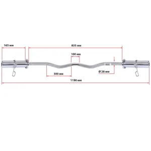 Гриф для штанги сталевий хромований олімпійський W-подібний із замками SHUANG CAI SPORTS довжина 1,2 м ø50 мм хром