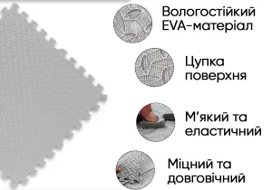 EasyFit SwallowTail Tatami Mat 4 pcs (60x60x1 cm) Puzzle Swallow Tail Gray