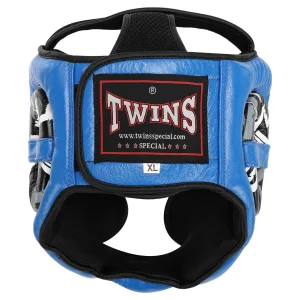 Шолом боксерський з повним захистом шкіряний TWINS розмір синій L
