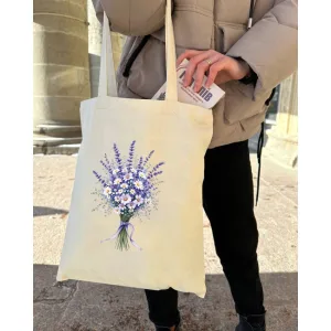 Екошопер BookOpt BK 4105 Лавандовий букет бежевий