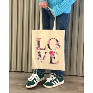 Екошопер Bookopt ВК4072 LOVE (квіти), бежевий