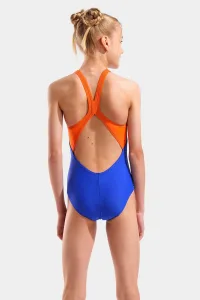 Arena PAINTING SWIMSUIT V BACK children's one-piece swimsuit blue with color print 140 cm