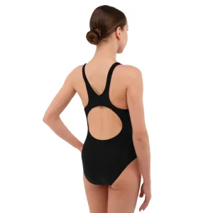 Купальник для плавання суцільний дитячий 6-12 років чорний-фіолетовий 6