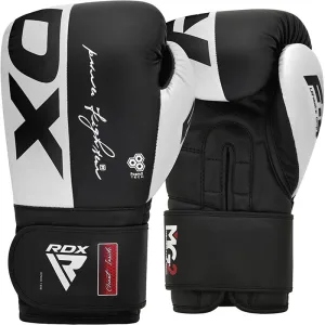 Рукавички боксерські рукавиці RDX F4 Boxing Sparring Hook&Loop WHITE/BLACK 14 унцій (капа у комплекті)