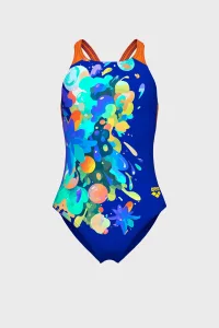 Arena PAINTING SWIMSUIT V BACK children's one-piece swimsuit blue with color print 140 cm