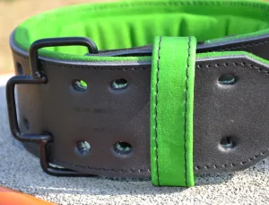 Пояс для важкої атлетики MadMax MFB-302 Quick Release Belt шкіряний Black/Green XL