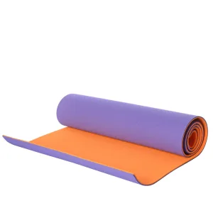 Килимок для фітнесу та йоги TPE+TC TPE-6VO 183 см 61 см 6 мм фіолетово-помаранчевий
