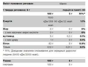 100% Glutamine - 500 г манго