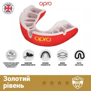 Капа OPRO Gold доросла (вік 11+) Red/Pearl (art.102504004)