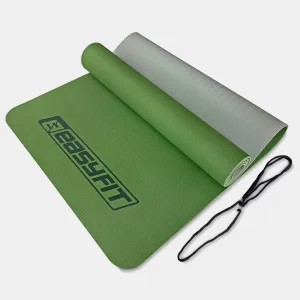Килимок для йоги та фітнесу EasyFit TPE+TC 6 мм двошаровий зелений сірий