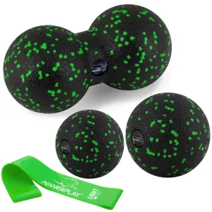 Набір для масажу та йоги PowerPlay PP_4092 EPP (комплект з 3 штук) Green + резинка 5,5 кг.