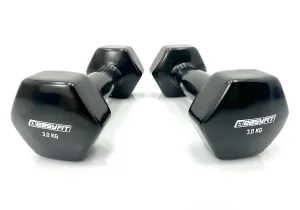 Гантель для фітнесу 3 кг EasyFit із вініловим покриттям чорна