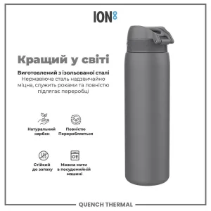 Пляшка для води металева вакуумна ION8 920 мл. Vacuum Insulated, Grey