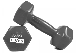 Гантелі для фітнесу з вініловим покриттям 2 шт GoDo GD-3.0GREY